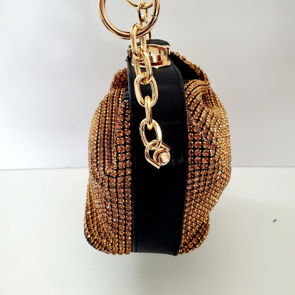 Caleesa Gold Rhinestones Bling Crossbody Bag - Picture 6 of 11